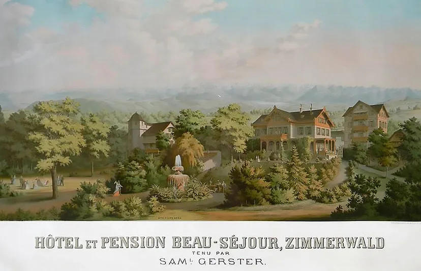 O Hotel Beau Séjour, local da Conferência de Zimmerwald, em 1864.