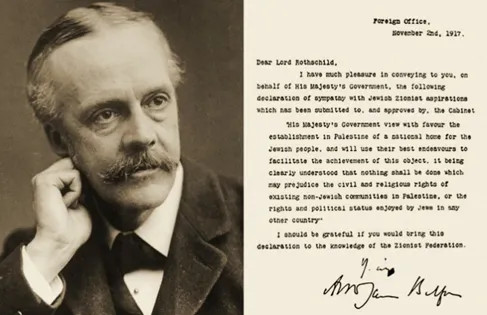 Artur Balfour e a Declaração Balfour (1917) que prometia a criação de um estado-nação para os judeus